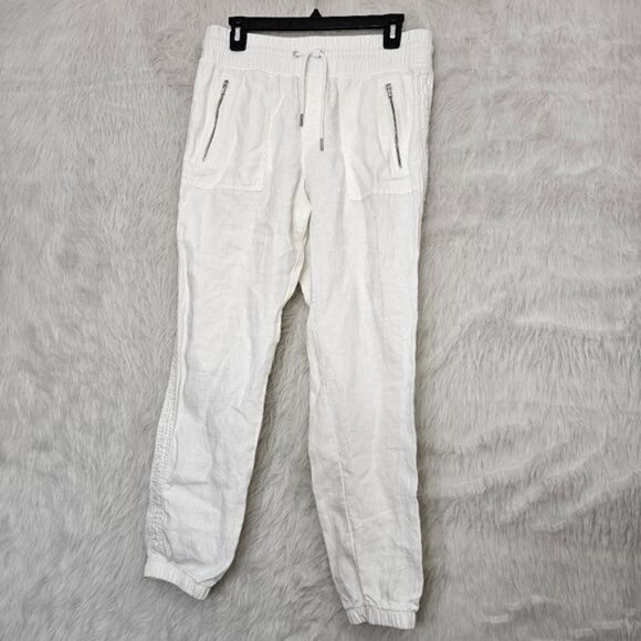 Athleta Pants - Athleta White Cabo Linen Ankle Jogger High Waisted Pants 6